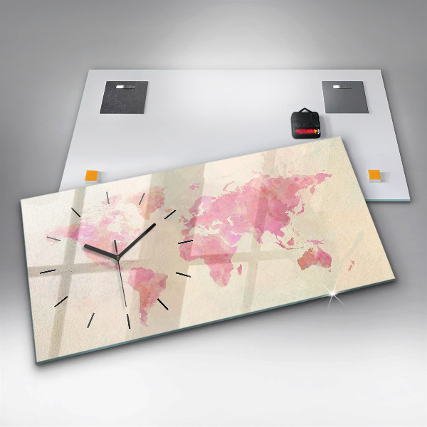 Orologio rettangolare Mappa del mondo ad acquerello