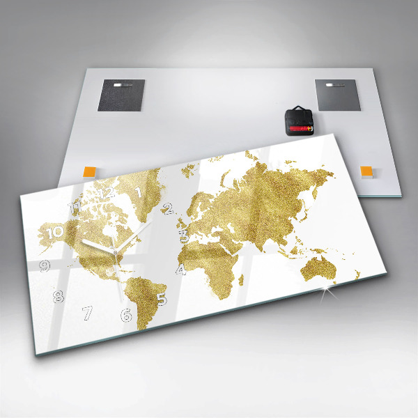 Orologio rettangolare Mappa dorata del mondo