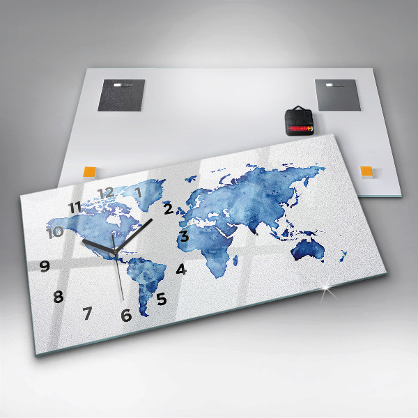 Orologio rettangolare Mappa del mondo ad acquerello