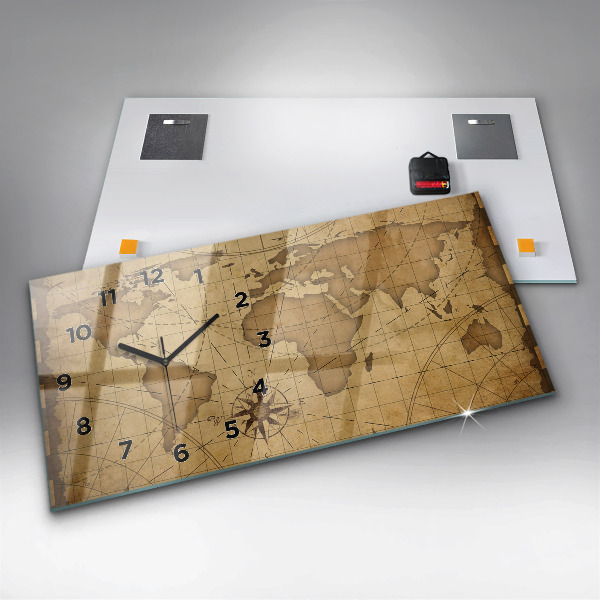 Orologio rettangolare Mappa del mondo d'epoca