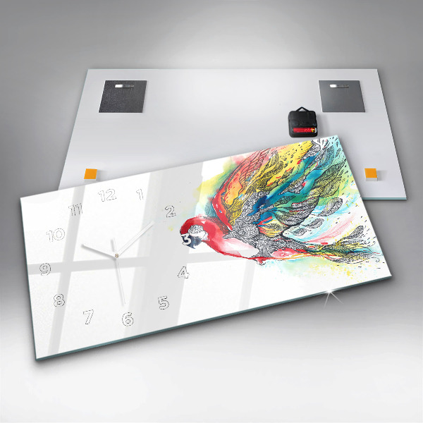 Orologio rettangolare Pappagallo colorato in volo