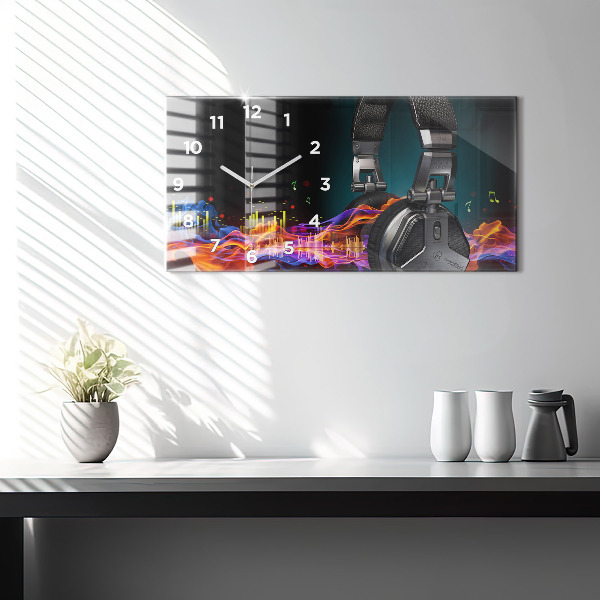 Orologio rettangolare Cuffie e onde sonore