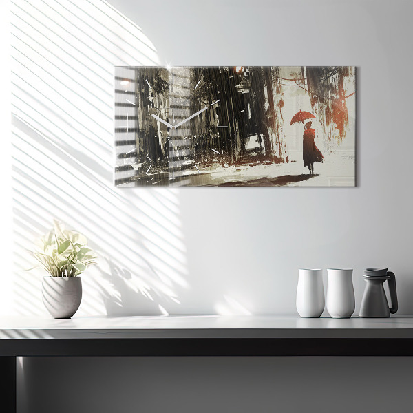 Orologio rettangolare Donna in una notte piovosa