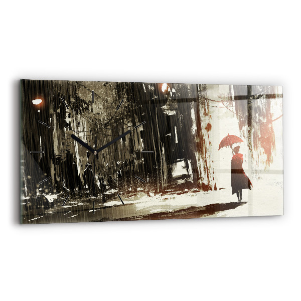 Orologio rettangolare Donna in una notte piovosa