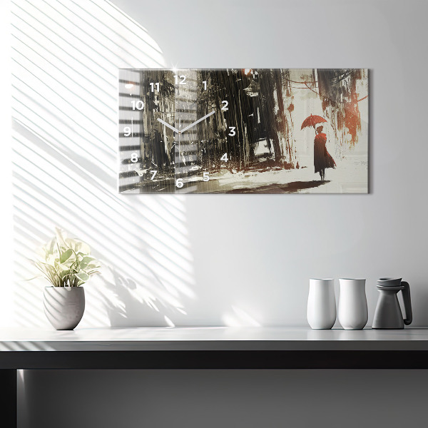 Orologio rettangolare Donna in una notte piovosa