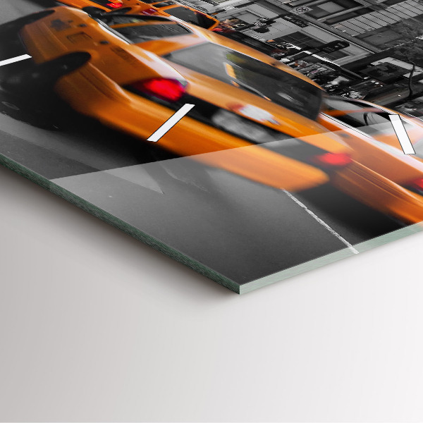 Orologio quadrato Manhattan e i taxi