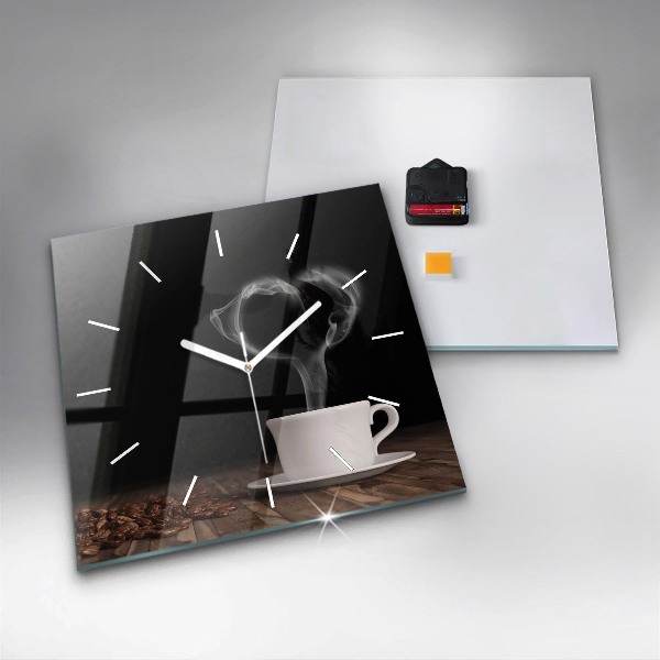 Orologio quadrato Una tazza di caffè caldo