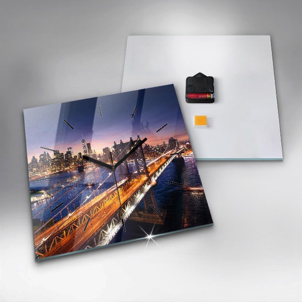 Orologio quadrato in vetro New York e il tramonto