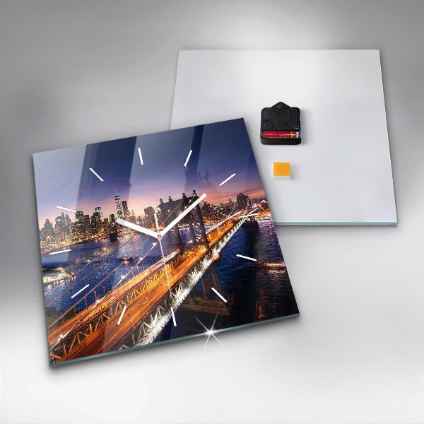Orologio quadrato in vetro New York e il tramonto