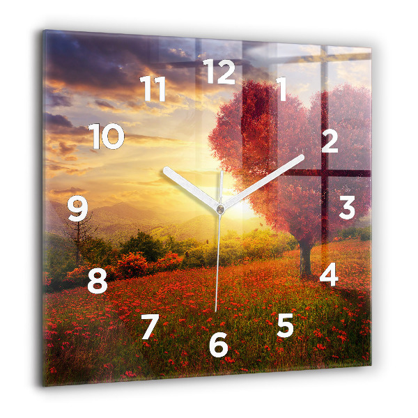 Orologio quadrato Albero del cuore dell'amore