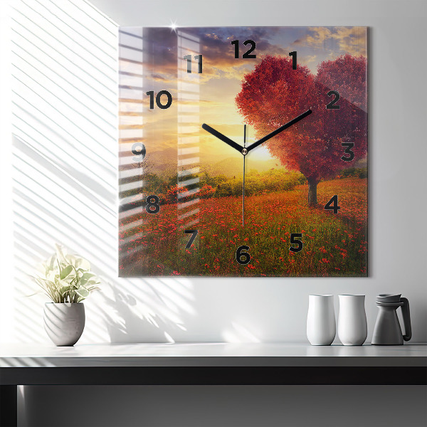 Orologio quadrato Albero del cuore dell'amore