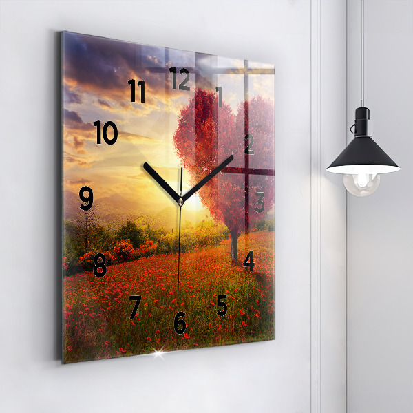 Orologio quadrato Albero del cuore dell'amore