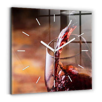 Orologio quadrato in vetro Un bicchiere di vino rosso