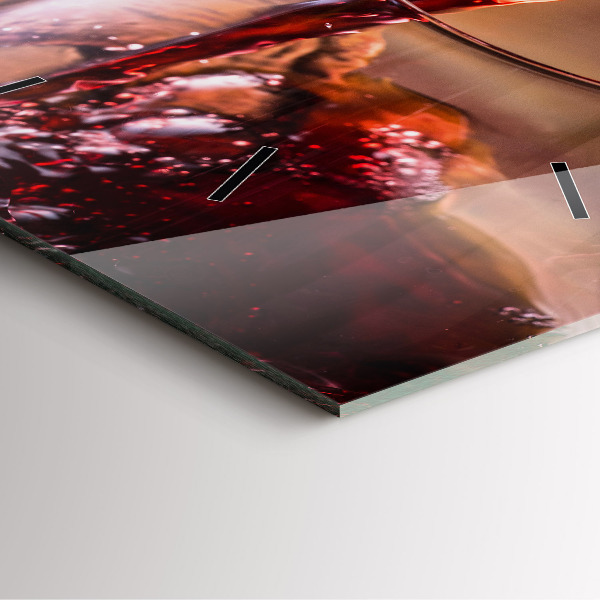 Orologio quadrato in vetro Un bicchiere di vino rosso