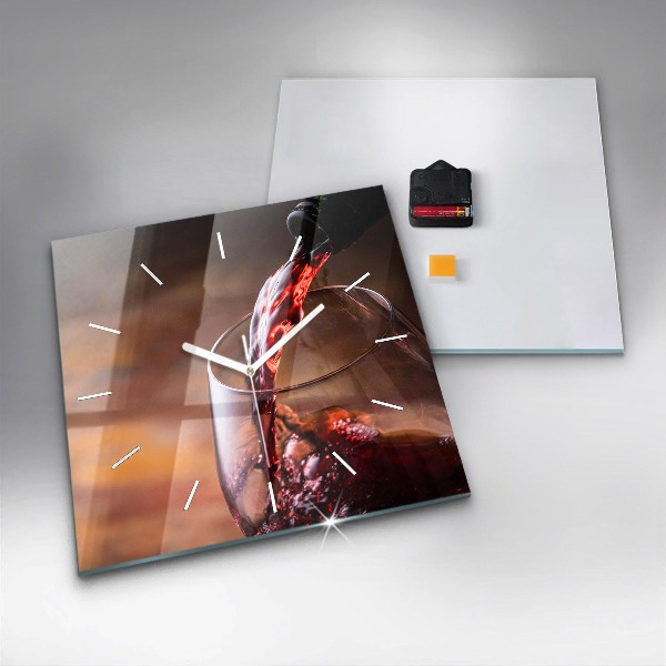 Orologio quadrato in vetro Un bicchiere di vino rosso