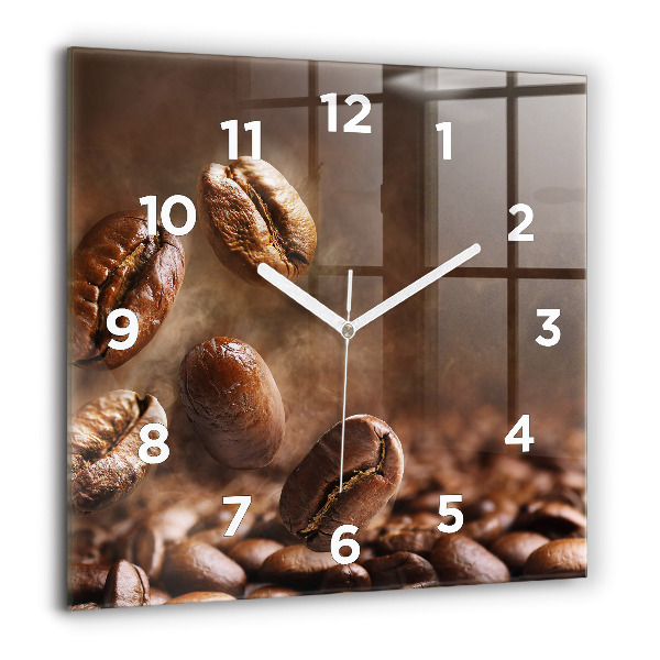 Orologio quadrato in vetro Chicchi di caffè