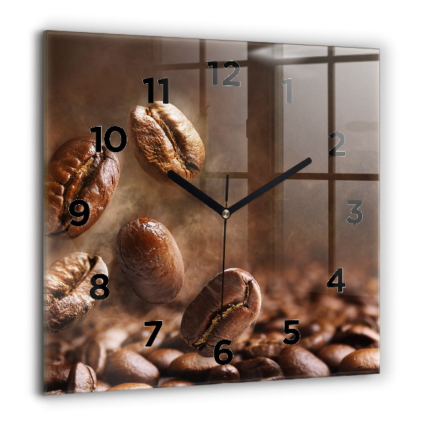 Orologio quadrato in vetro Chicchi di caffè
