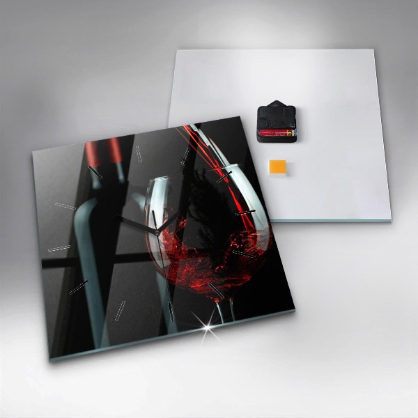 Orologio quadrato in vetro Una bottiglia di vino