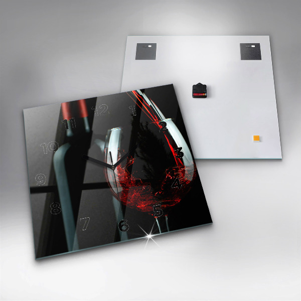 Orologio quadrato in vetro Una bottiglia di vino