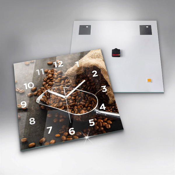 Orologio quadrato in vetro Un sacchetto di chicchi di caffè