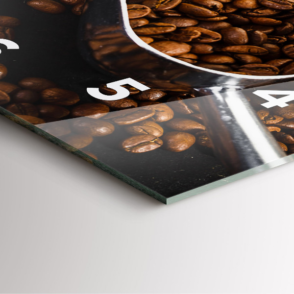 Orologio quadrato in vetro Un sacchetto di chicchi di caffè