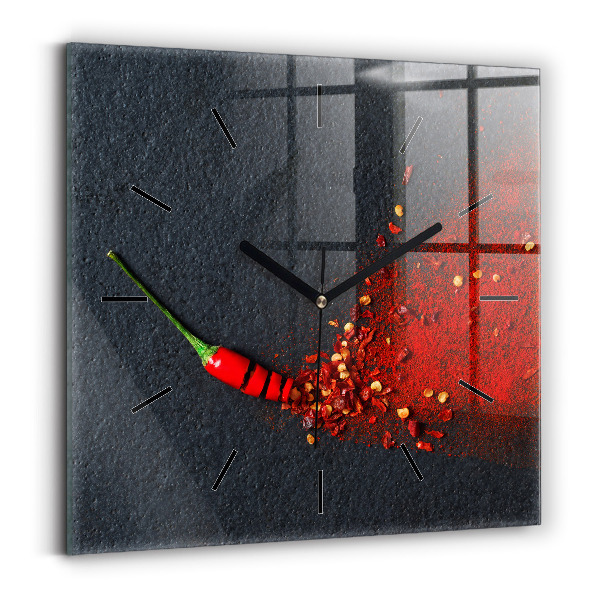 Orologio quadrato in vetro Condimento al peperoncino rosso