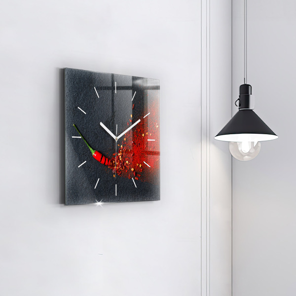 Orologio quadrato in vetro Condimento al peperoncino rosso