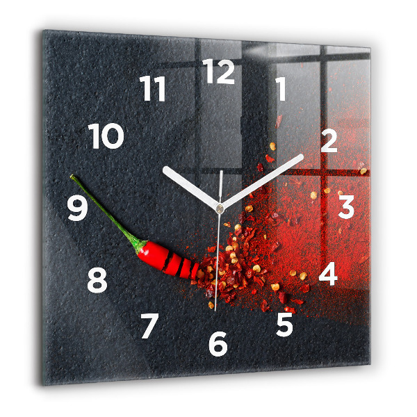 Orologio quadrato in vetro Condimento al peperoncino rosso