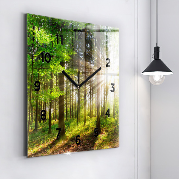 Orologio quadrato in vetro Alba nella foresta
