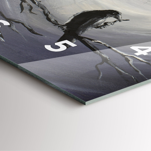 Orologio quadrato in vetro Corvo al chiaro di luna