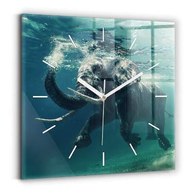 Orologio quadrato in vetro Elefante che nuota nell'oceano
