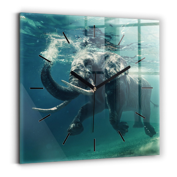 Orologio quadrato in vetro Elefante che nuota nell'oceano