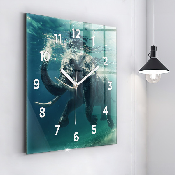 Orologio quadrato in vetro Elefante che nuota nell'oceano