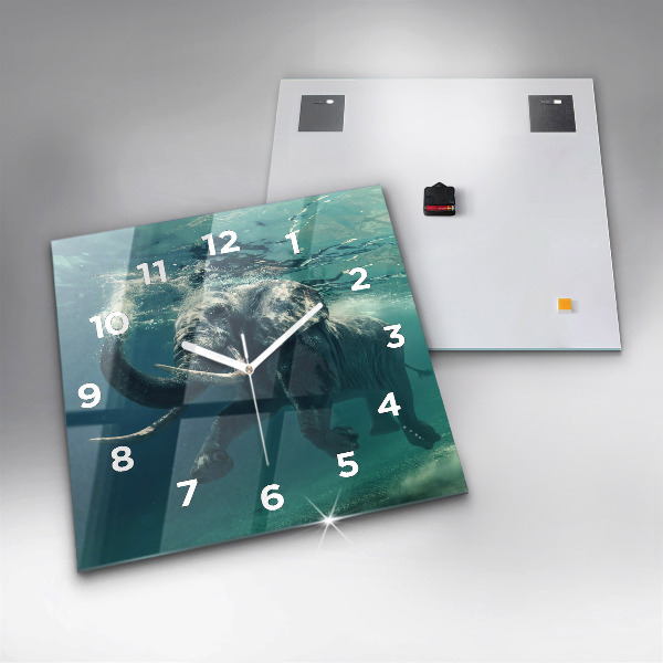 Orologio quadrato in vetro Elefante che nuota nell'oceano
