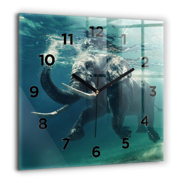 Orologio quadrato in vetro Elefante che nuota nell'oceano