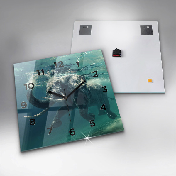 Orologio quadrato in vetro Elefante che nuota nell'oceano