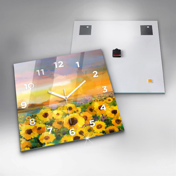 Orologio quadrato in vetro Campo di girasoli