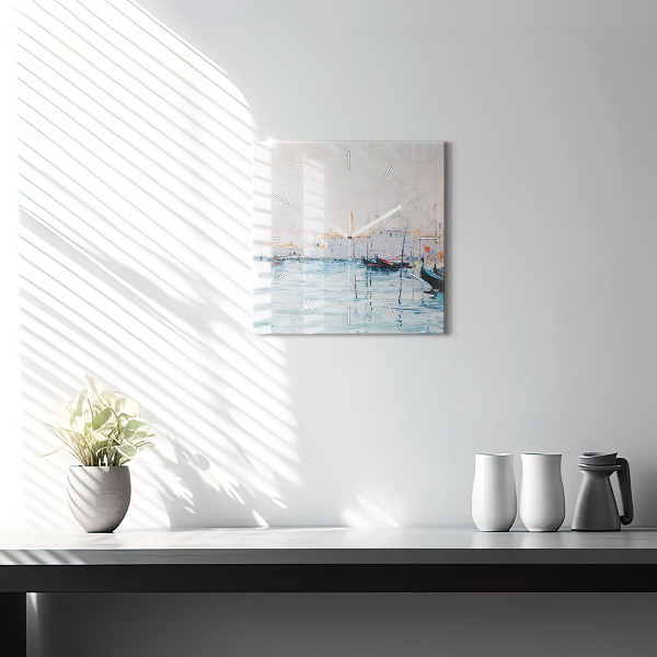 Orologio quadrato Dipinto ad olio yacht mare