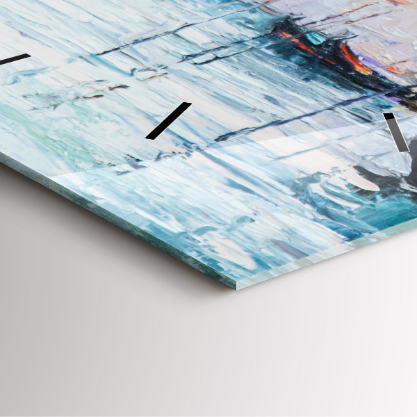 Orologio quadrato Dipinto ad olio yacht mare