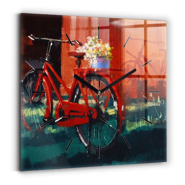 Orologio quadrato in vetro Bici dipinta