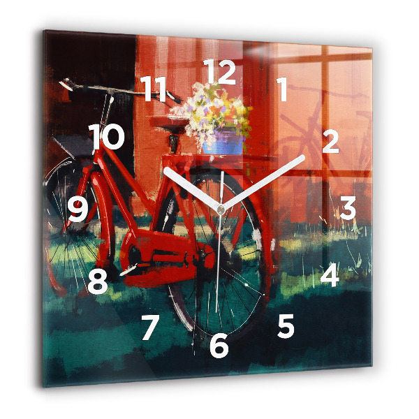 Orologio quadrato in vetro Bici dipinta