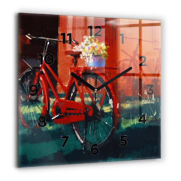 Orologio quadrato in vetro Bici dipinta