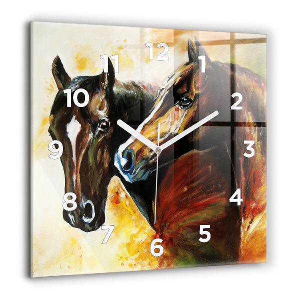 Orologio quadrato Due cavalli dipinti