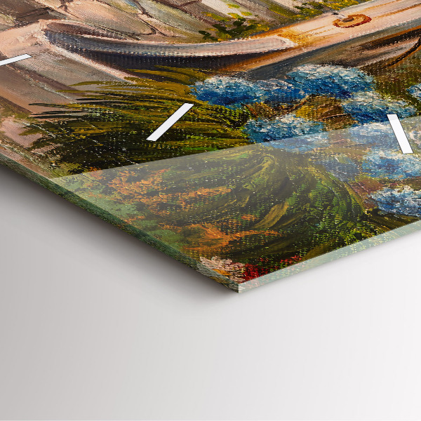 Orologio quadrato in vetro Composizione dell'olio nella foresta