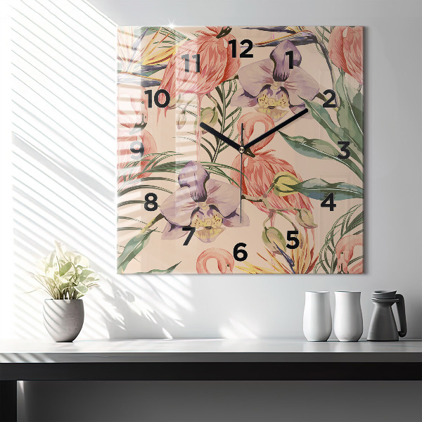 Orologio quadrato Foglie di palma tropicali