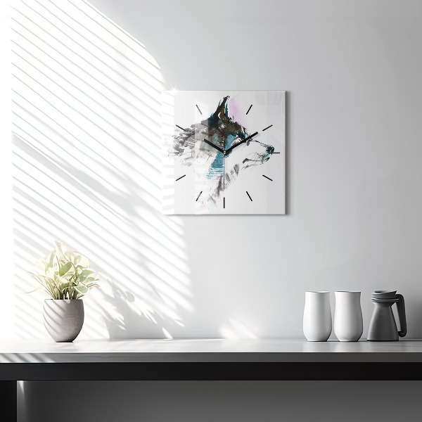 Orologio quadrato Profilo del lupo dipinto