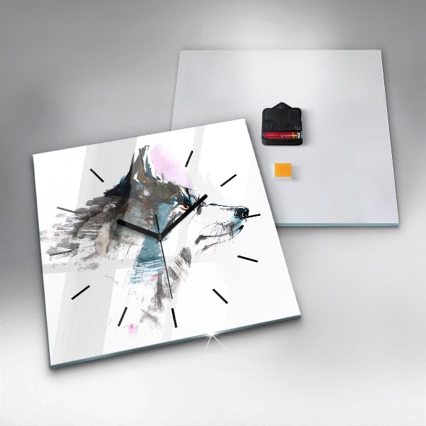 Orologio quadrato Profilo del lupo dipinto