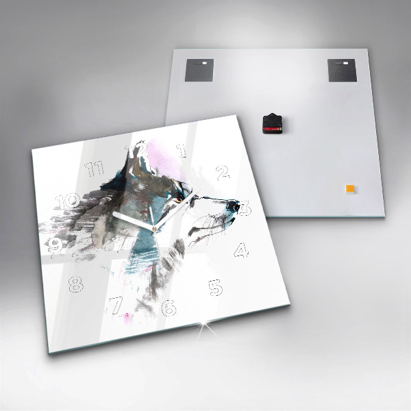 Orologio quadrato Profilo del lupo dipinto