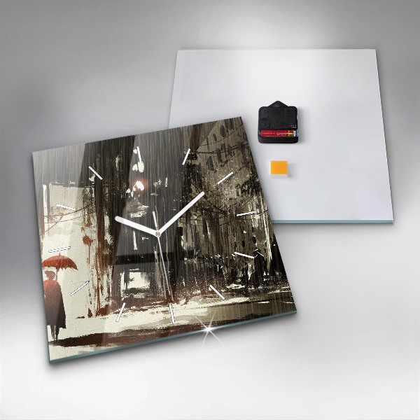 Orologio quadrato Donna in una notte piovosa