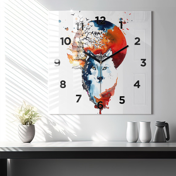 Orologio quadrato Il lupo e la luna piena